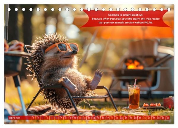 Produktbild: Funny charming animals as campers (Desk Calendar 2026 DIN A5 landscape), CALVENDO 12 Month DeskCalendar
