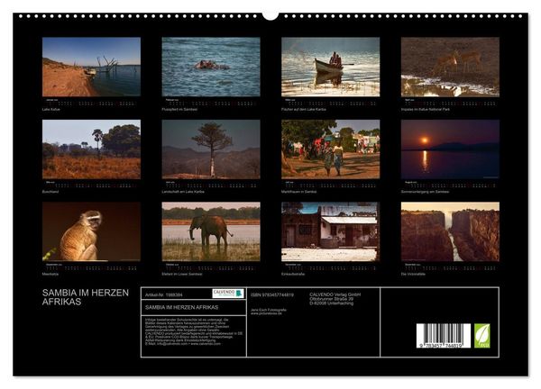 Produktbild: SAMBIA IM HERZEN AFRIKAS (hochwertiger Premium Wandkalender 2026 DIN A2 quer), Kunstdruck in Hochglanz