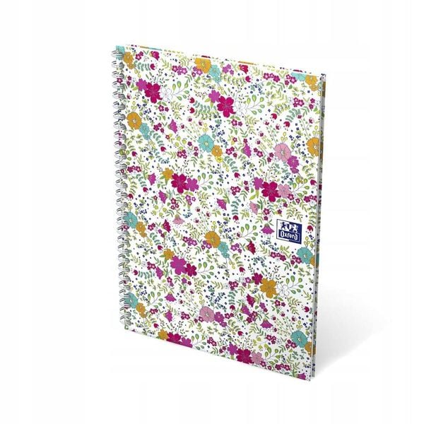 Produktbild: Oxford GO Floral Spiralbuch A5, liniert 7 mm, Softcover mit Soft Touch Finish, wei&szlig;e Doppelspirale, 60 Blatt, Optik Paper, SCRIBZEE-kompatibel, 1 St&uuml;ck sortiert