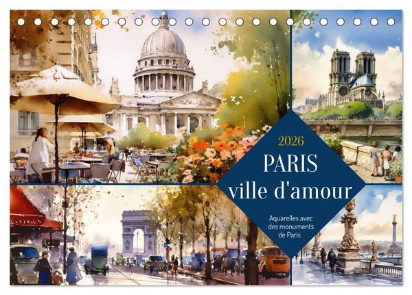 Produktbild: Paris, ville d'amour (Calendrier de bureau 2026 DIN A5 vertical), CALVENDO calendrier mensuel