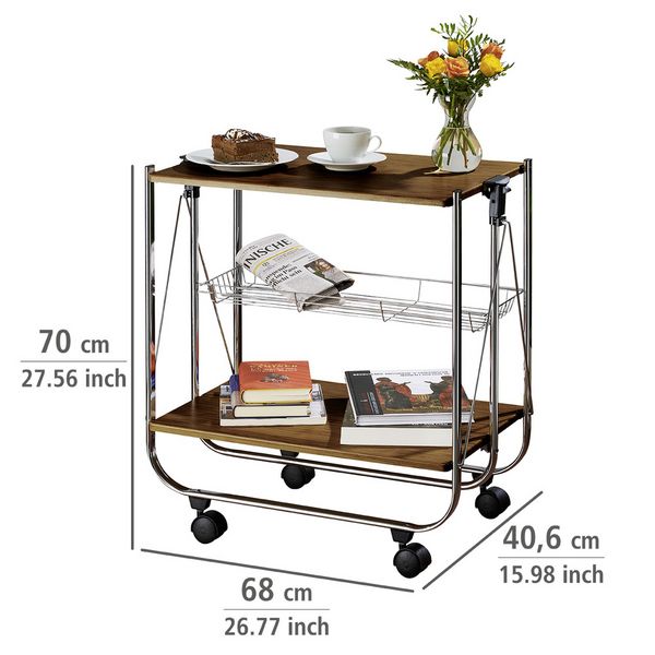 Produktbild: Servierwagen Mod. Dinett Deluxe Walnuss, zusammenklappbar