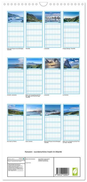 Produktbild: Familienplaner 2026 - Kanaren - wundersch&ouml;ne Inseln im Atlantik mit 5 Spalten (Wandkalender, 21 x 45 cm) CALVENDO