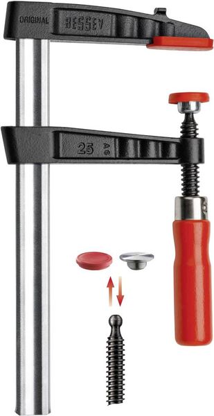 Tempergusszwinge, max. Spannweite mm: 160 Bessey TG16 Spann-Weite (max.):160 mm Ausladungs-Maße:80 mm