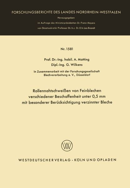 Produktbild: Rollennahtschwei&szlig;en von Feinblechen verschiedener Beschaffenheit unter 0,5 mm mit besonderer Ber&uuml;cksichtigung verzinnter Bleche