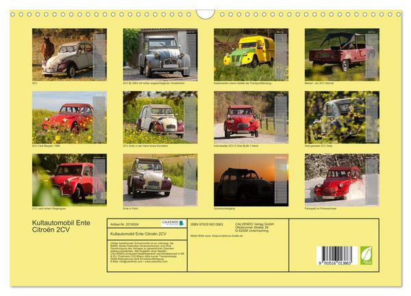 Produktbild: Kultautomobil Ente Citro&euml;n 2CV (Wandkalender 2026 DIN A3 quer), CALVENDO Monatskalender