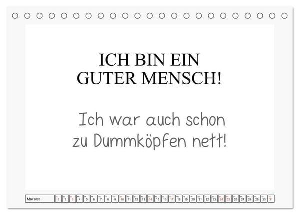 Produktbild: Typo-Kalender f&uuml;r das B&uuml;ro. Sarkasmus und fiese Spr&uuml;che (Tischkalender 2026 DIN A5 quer), CALVENDO Monatskalender