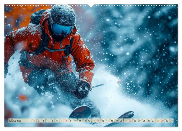 Produktbild: Skifahren - tolle Momente (Wandkalender 2026 DIN A2 quer), CALVENDO Monatskalender