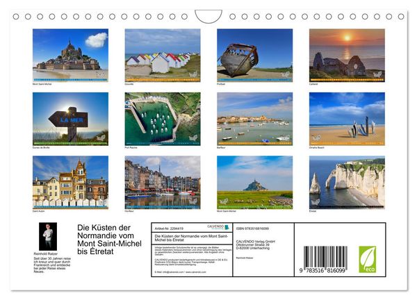 Produktbild: Die K&uuml;sten der Normandie vom Mont Saint-Michel bis &Eacute;tretat (Wandkalender 2027 DIN A4 quer), CALVENDO Monatskalender