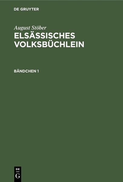 Produktbild: August St&ouml;ber: Els&auml;ssisches Volksb&uuml;chlein. B&auml;ndchen 1