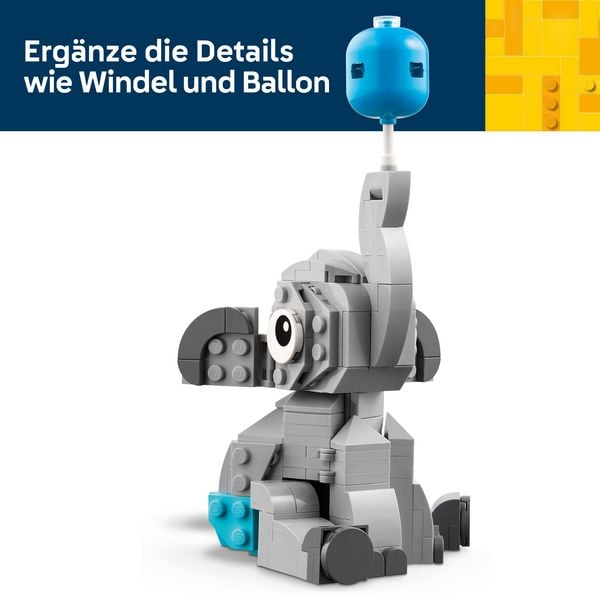 Produktbild: LEGO 40814 Schwebender Baby-Elefant, Wohn-Deko, Geschenk zum Ausstellen f&uuml;r frischgebackene Eltern