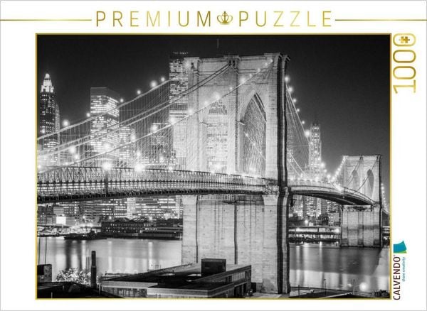 CALVENDO Puzzle Historic New York: Old Brooklyn Bridge at night | 1000 Teile Lege-Größe 64 × 48 cm Foto-Puzzle für glückliche Stunden