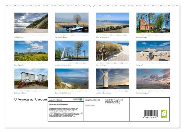 Produktbild: Unterwegs auf Usedom (hochwertiger Premium Wandkalender 2026 DIN A2 quer), Kunstdruck in Hochglanz