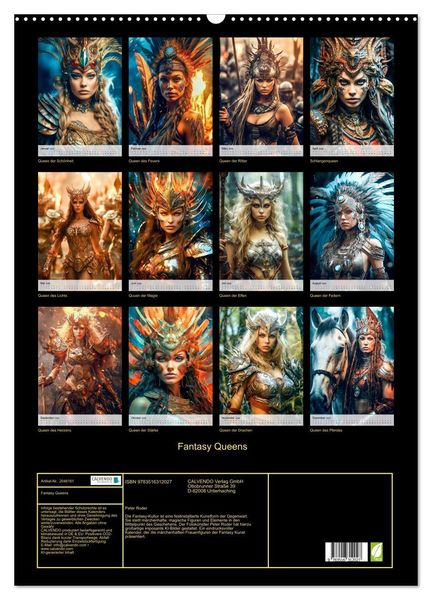 Produktbild: Fantasy Queens (Wandkalender 2026 DIN A2 hoch), CALVENDO Monatskalender