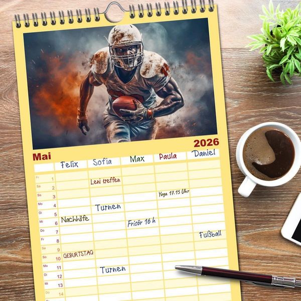 Produktbild: Familienplaner 2026 - Sportarten mit 5 Spalten (Wandkalender, 21 x 45 cm) CALVENDO
