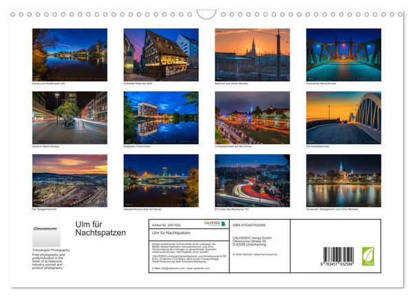 Produktbild: Ulm f&uuml;r Nachtspatzen (Wandkalender 2026 DIN A3 quer), CALVENDO Monatskalender
