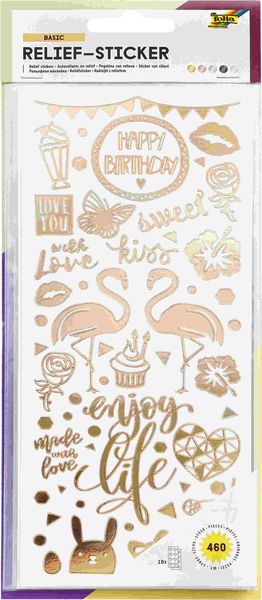 Produktbild: Folia  Relief-Sticker BASIC, ca. 10x24cm, 10 Blatt sortiert