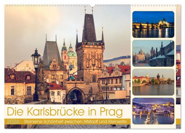 Die Karlsbrücke in Prag (Wandkalender 2026 DIN A2 quer), CALVENDO Monatskalender
