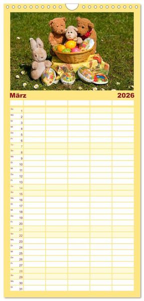 Produktbild: Familienplaner 2026 - Kunterbunte B&auml;renwelt - Teddys mit 5 Spalten (Wandkalender, 21 x 45 cm) CALVENDO