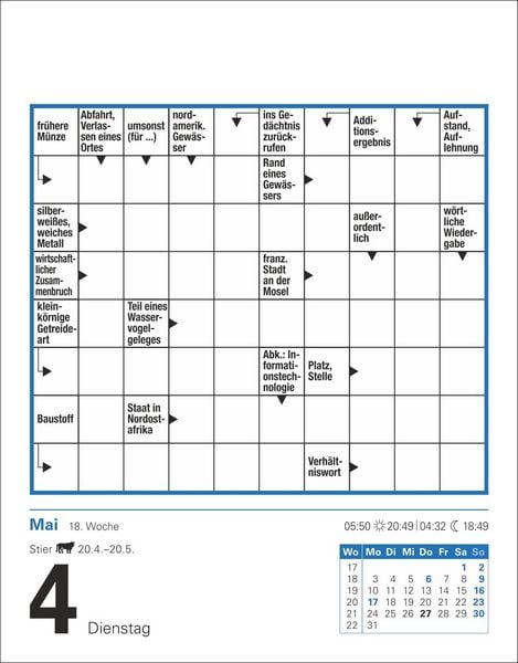 Produktbild: Kreuzwortr&auml;tsel Tagesabrei&szlig;kalender 2027