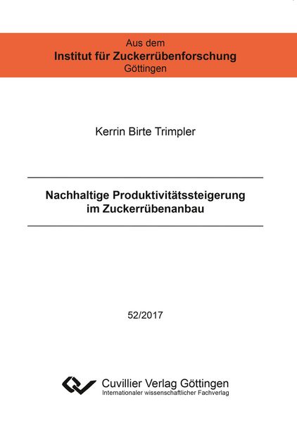 Produktbild: Nachhaltige Produktivitätssteigerung im Zuckerrübenanbau