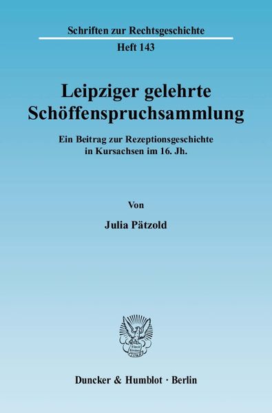 Produktbild: Leipziger gelehrte Sch&ouml;ffenspruchsammlung.