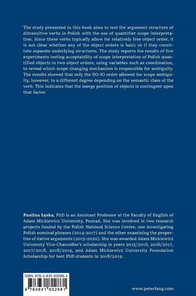 Produktbild: Quantifier Scope as a Diagnostic for the Position of Arguments of Ditransitive Verbs
