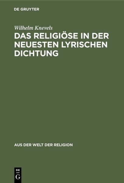 Produktbild: Das Religi&ouml;se in der neuesten lyrischen Dichtung