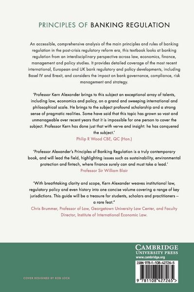 Produktbild: Principles of Banking Regulation