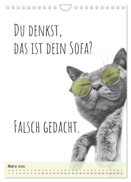 Produktbild: Katzenkult - Coolness auf vier Pfoten (Wandkalender 2026 DIN A4 hoch), CALVENDO Monatskalender