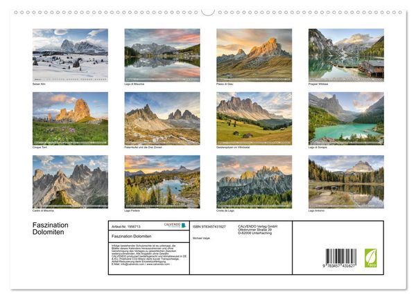 Produktbild: Faszination Dolomiten (hochwertiger Premium Wandkalender 2026 DIN A2 quer), Kunstdruck in Hochglanz