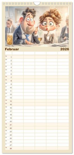 Produktbild: Familienplaner 2026 - Pause ist, wenn der Drucker druckt mit 5 Spalten (Wandkalender, 21 x 45 cm) CALVENDO