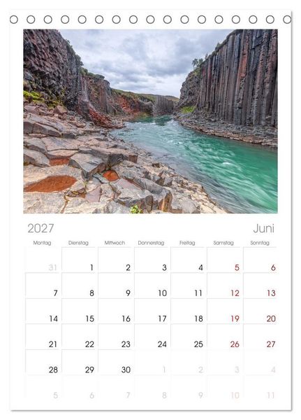 Produktbild: Tischplaner 2027 - Naturwunder in Island (A5 Tischkalender zum Aufstellen) CALVENDO