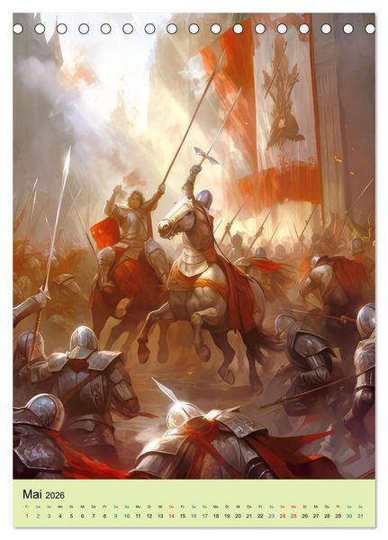 Produktbild: Drachen und stolze Ritter (Tischkalender 2026 DIN A5 hoch), CALVENDO Monatskalender