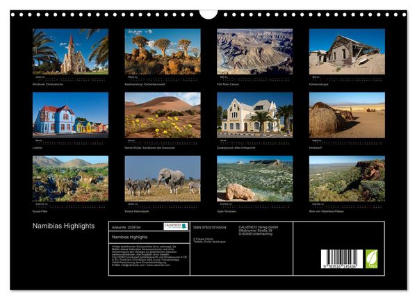 Produktbild: Namibias Highlights (Wandkalender 2026 DIN A3 quer), CALVENDO Monatskalender