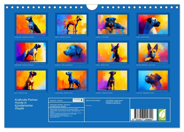Produktbild: Kraftvolle Partner. Hunde in k&uuml;nstlerischer &Ouml;loptik (Wandkalender 2026 DIN A4 quer), CALVENDO Monatskalender