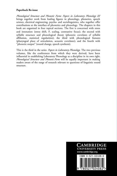 Produktbild: Phonological Structure and Phonetic Form