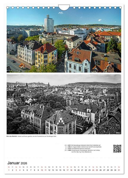 Produktbild: Bielefelder Fotomotive heute und damals mit historischen Ereignissen (Wandkalender 2026 DIN A4 hoch), CALVENDO Monatskalender