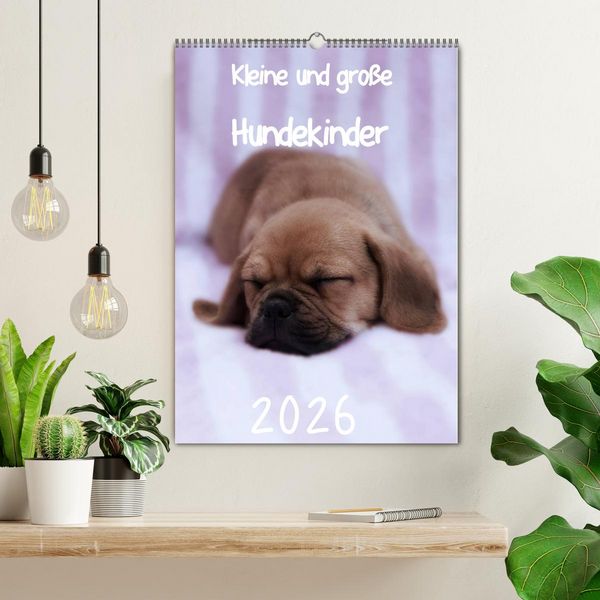 Produktbild: Kleine und gro&szlig;e Hundekinder 2026 (Wandkalender 2026 DIN A2 hoch), CALVENDO Monatskalender