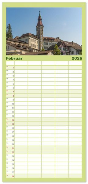 Produktbild: Familienplaner 2026 - Kanton Thurgau mit 5 Spalten (Wandkalender, 21 x 45 cm) CALVENDO