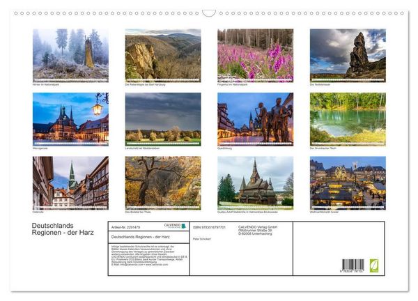 Produktbild: Deutschlands Regionen - der Harz (Wandkalender 2027 DIN A2 quer), CALVENDO Monatskalender