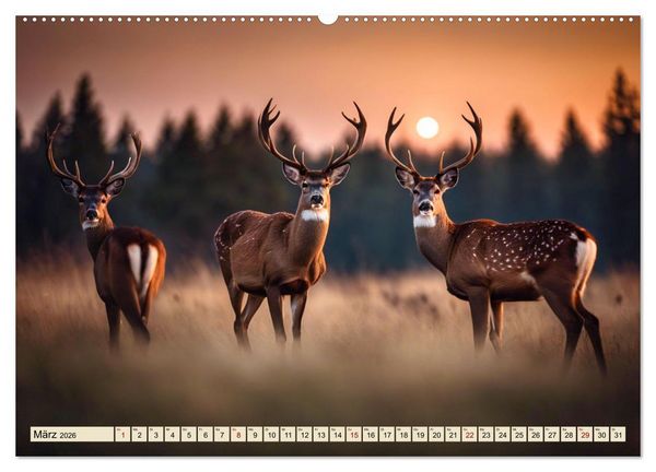 Produktbild: Heimische Tiere im Mondlicht (Wandkalender 2026 DIN A2 quer), CALVENDO Monatskalender