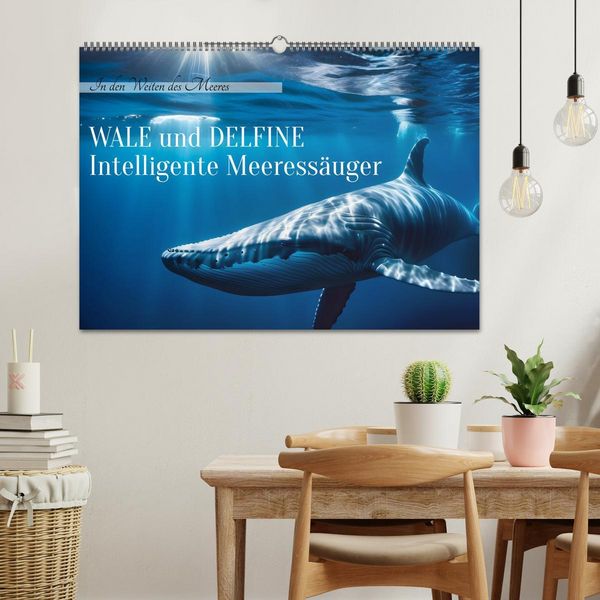 Produktbild: Wale und Delfine - Intelligente Meeress&auml;uger (Wandkalender 2026 DIN A2 quer), CALVENDO Monatskalender