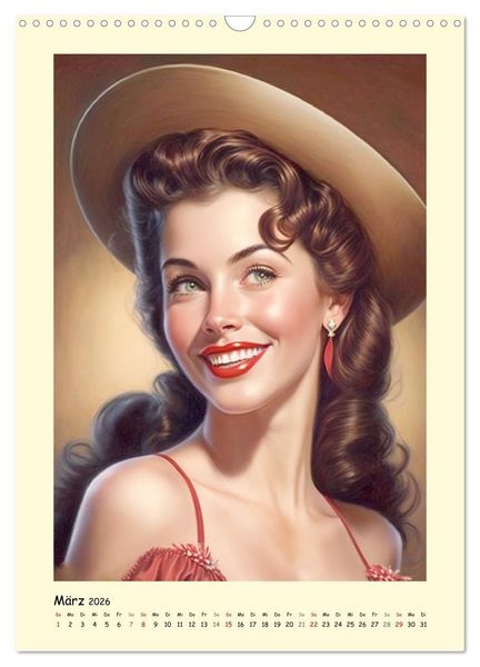 Produktbild: Vintage Girls. Die sch&ouml;nsten Pin-up Gesichter (Wandkalender 2026 DIN A3 hoch), CALVENDO Monatskalender