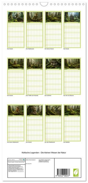 Produktbild: Familienplaner 2026 - Keltische Legenden - Die kleinen Wesen der Natur mit 5 Spalten (Wandkalender, 21 x 45 cm) CALVENDO