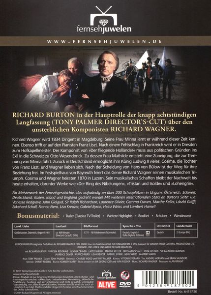 Produktbild: Wagner - Das Leben und Werk Richard Wagners (Die komplette Miniserie) (3 DVDs) (Fernsehjuwelen)