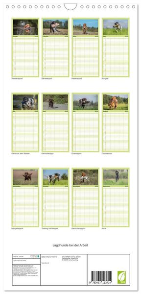 Familienplaner 2025 - Jagdhunde bei der Arbeit mit 5 Spalten (Wandkalender, 21 x 45 cm) CALVENDO