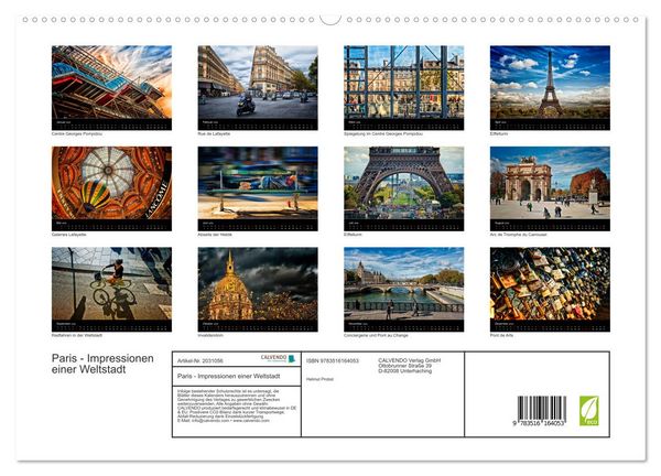 Produktbild: Paris - Impressionen einer Weltstadt (hochwertiger Premium Wandkalender 2026 DIN A2 quer), Kunstdruck in Hochglanz