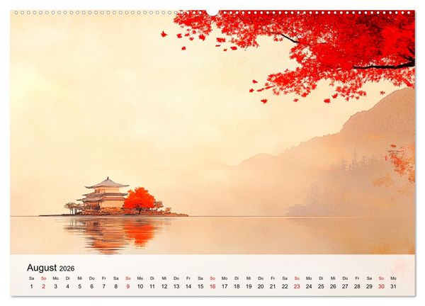 Produktbild: Japan. Eine k&uuml;nstlerische Reise im Aquarellstil (Wandkalender 2026 DIN A2 quer), CALVENDO Monatskalender