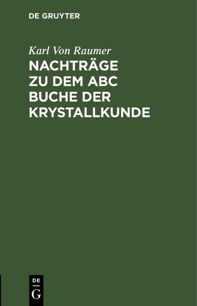 Produktbild: Nachtr&auml;ge zu dem ABC Buche der Krystallkunde