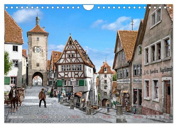 Produktbild: Rothenburg ob der Tauber um das Jahr 1900 &ndash; Fotos neu koloriert (Wandkalender 2026 DIN A4 quer), CALVENDO Monatskalender